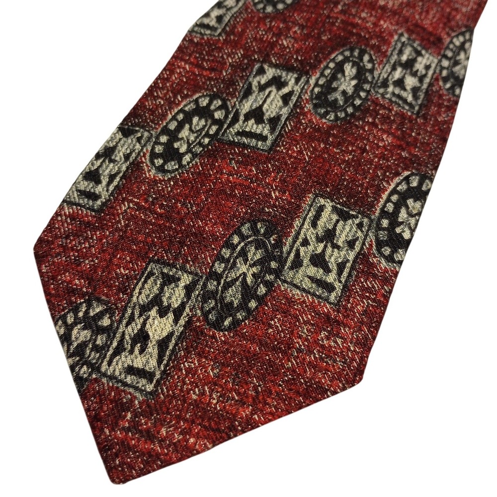 Countess Mara Silk Tie Red Black‎ Geometric Pattern Mens Formal Neckwear